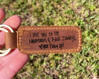 Custom Handwriting Keychain, Personalized Message, Engraved Kids Drawing, Father's Day Gift, Personalized Gifts For Him, Grandpa Gift