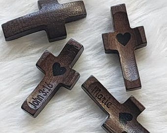 Personalized Wooden Cross, Custom Thumb Cross, Pocket Cross, Engraved Pocket Cross, Prayer Gift, Religious Gift, Mini Cross,Stocking Stuffer