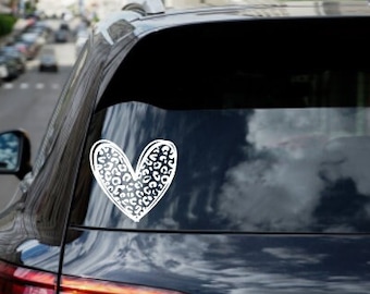 Heart Decal, Leopard Heart Decal, Hand Drawn Heart, Scribble Heart Decal, Laptop Decal, Car Decal, Water Bottle Sticker, Tumbler Decal