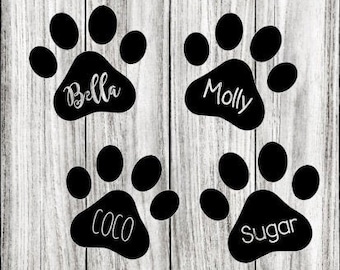 Paw Print Decal, Pet Decal, Dog Paw Print, Cat Paw Print, Custom Pet Decal, Pet Decal With Name, Personalized Decal