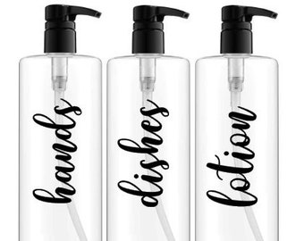 Soap Dispenser Labels, Hands and Dishes Decal, Kitchen decor, Farmhouse Decor, Lotion decal, Dishes decal, Hand Dishes and Lotion