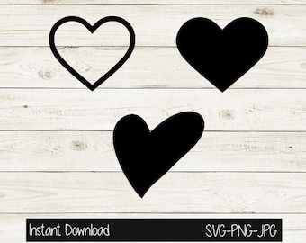 Heart SVG, Cute Hearts, Heart Bundle, Cut File, Heart Outline, Filled Heart, Heart Shape SVG, Digital Download, Instant Download