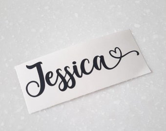 Custom Name Decal With Heart, Personalized Name Decal, Name Sticker With Heart, Tumbler Name Decal, Name with Heart, Personalized Name Decal
