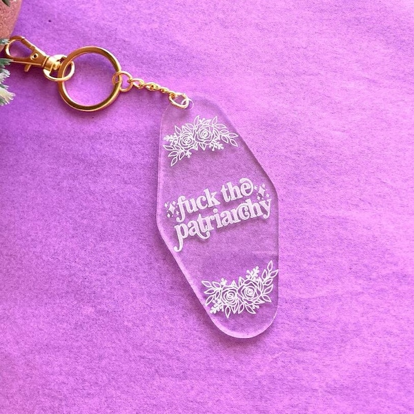 Fuck The Patriarchy Retro Keychain, Motel Keychain, Smash The Patriarchy, Feminist Keychain, Womens Rights,  Acrylic Keychain,