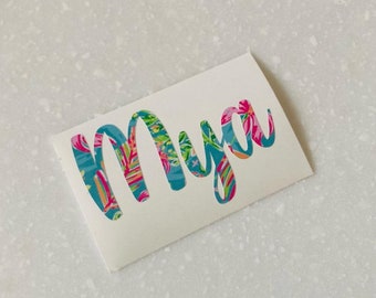 Custom Name Decal, Summer Decal, Floral Name, Personalized Name Decal, Vinyl Decal, Name Sticker, Cup Decal