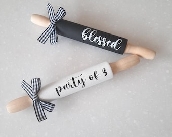 Farmhouse Style Mini Rolling Pin, Tiered Tray Decor, Mini Rolling Pin, Tier Tray, Shelf Decor, Kitchen Decor, Farmhouse Decor, Coffee Bar