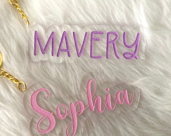 Personalized Colorful Name Keychain, Backpack Tag, Customizable Name Keychain, Bridal Party Gift, Kids Stocking Stuffer, Acrylic Keychain,