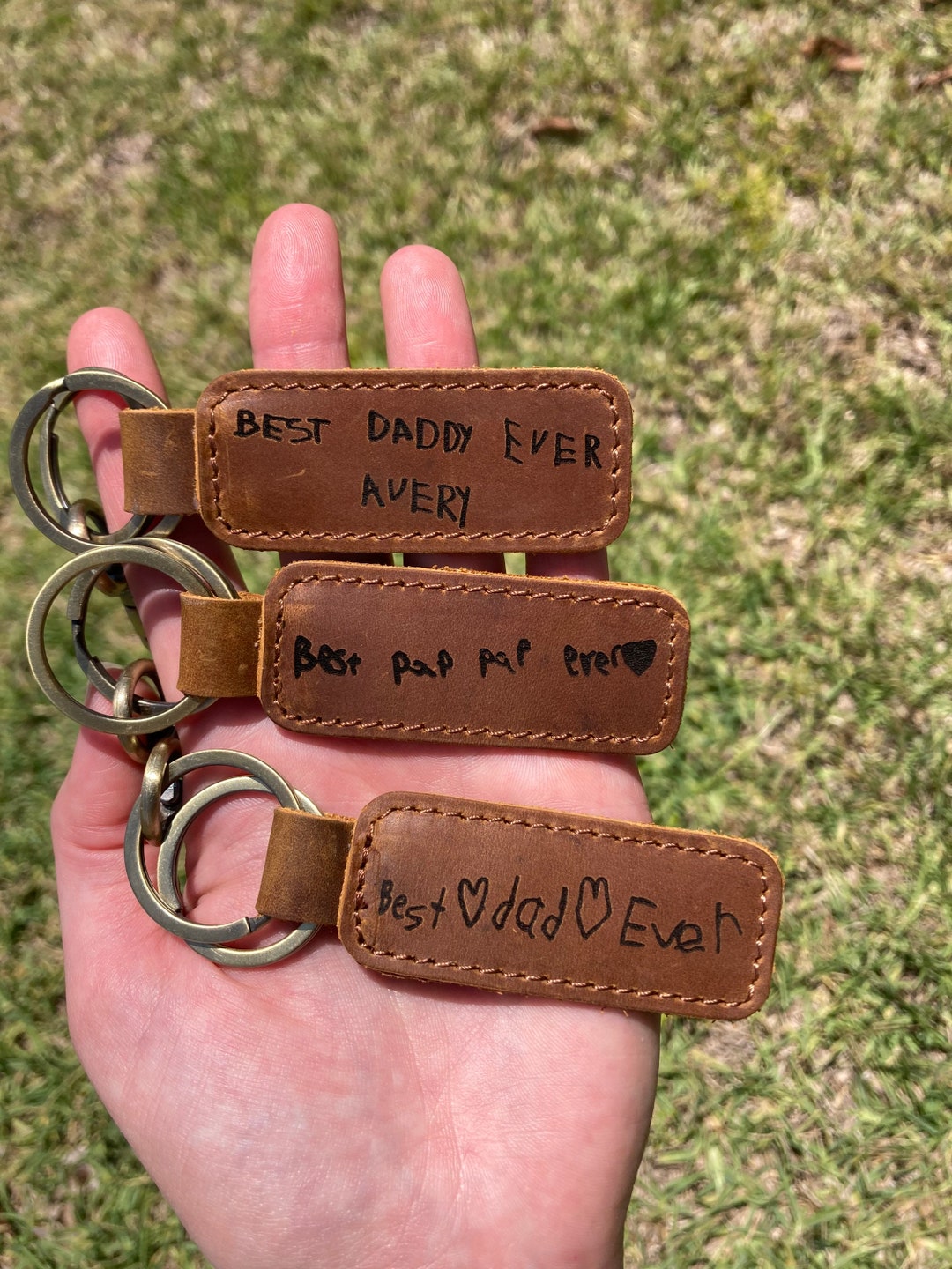 Custom Handwriting Keychain Personalized Message Engraved Etsy