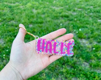 Personalized Name Keychain, Backpack Tag, Customizable Name Keychain, Back to school name tag, Glitter Keychain, Acrylic Keychain