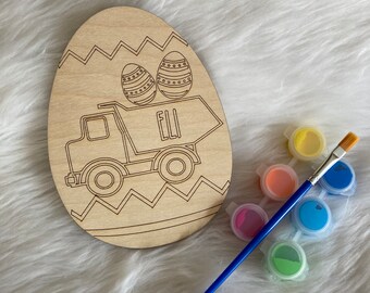 Personalized Easter Egg, Construction Easter Paint Kit, Dump truck Paint Kit, Easter Basket Stuffer, Easter Craft For Kids, Custom Gift