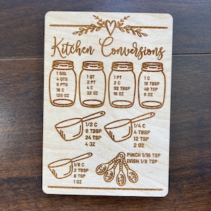 Magnetic Kitchen Conversion Charts by Talented Kitchen. Magnet Size 7 inch x 5 inch Includes Weight Conversion Chart, Liquid Conversion