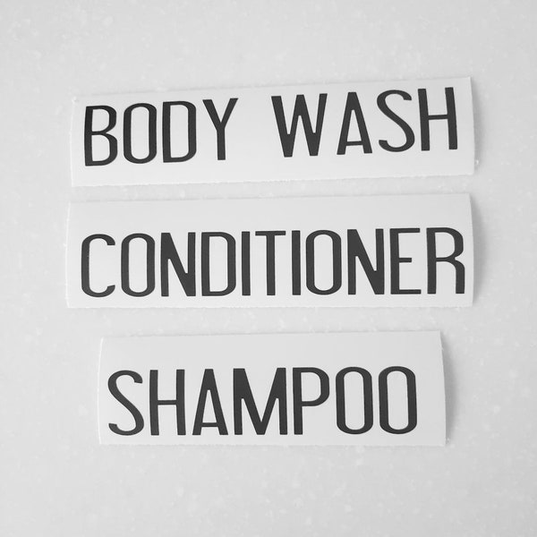 Shampoo Conditioner Body Wash Decal Set, Soap Dispenser Decals, Soap Bottle Labels, Minimalist Labels, Modern Labels
