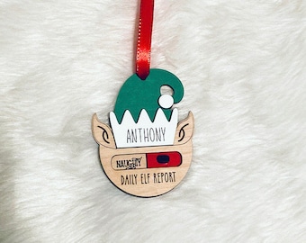 Elf Report Christmas Ornament, Elf Behavior Ornament, Elf Ornament, Naughty and Nice, Kids Ornament, Christmas Decor, Elf Prop