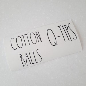 Cotton Balls and Q-Tips Label, Bathroom Labels, Bathroom Decals, Bathroom Jar Label, Bathroom Storage Container Label,