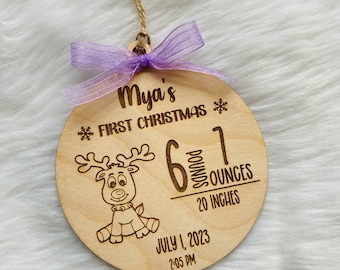 Baby's First Christmas Ornament, Baby Birth Stat Ornament, Personalized Baby Ornament, Newborn Keepsake Ornament, New Mom Gift