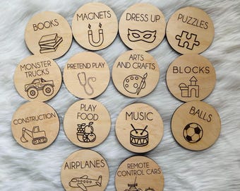 Wooden Bin Labels, Boho Style Wooden Toy Labels, Toy Room Tags, Minimal Design, Montessori Style Tags, Ikea Trofast Organization Label