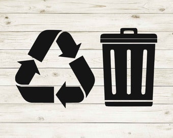 Trash and Recycle Symbol, Trash and Recycle Decals, Home Organization Labels, Vinyl Decal, Kitchen Decals, Kitchen Organization, Home Decals