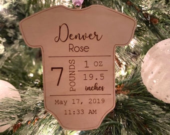 Baby Birth Stat Christmas Ornament, Personalized Baby Ornament, Baby's First Christmas,  Newborn Keepsake Ornament, New Mom