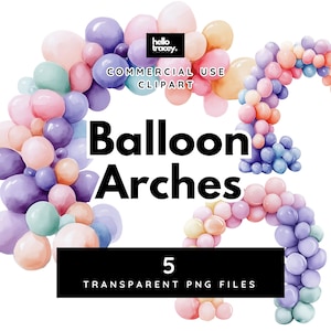 Illustrations d'arches de ballons PNG clipart, décoration d'arche de ballons frontière pastel anniversaire, clipart PNG transparents