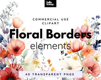 Bordo floreale Acquerello PNG clipart, Bordi floreali, ClipArt PNG trasparenti, Royalty Free, Adesivi digitali