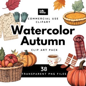 Aquarel herfst clipart, herfst pompoen esdoorn bladeren taart trui wanten mand cacao PNG-illustraties voor commercieel gebruik, transparante png