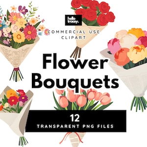 Ilustrações de buquês florais PNG clipart, Buquês de flores, Dia dos namorados, Rosas, Peônias, Flores, Florista, PNGs transparentes clip art