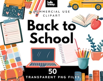 Zurück zu Schulbedarf PNG Clipart, Aquarell Schultasche Bleistifte Bus Laptop Buch Transparente PNGs Clip Art, lizenzfreie, digitale Aufkleber