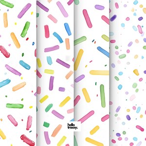 Watercolor Rainbow Sprinkles, Digital Seamless Pattern PNG, Cute Backgrounds, Colorful, Repeating PNG paper patterns, Commercial Use