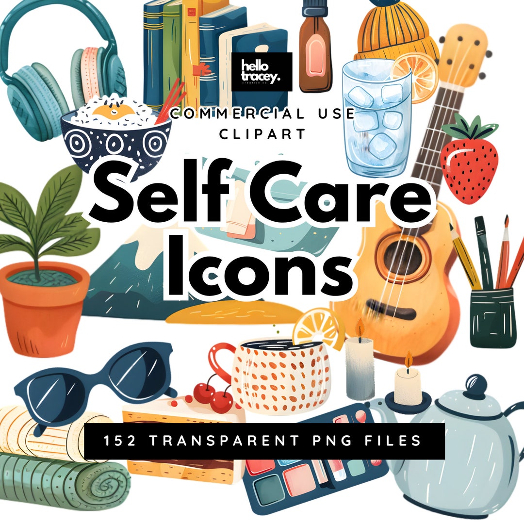 Self Care Icons Watercolor PNG Clipart, Mental Health Women Self Love ...