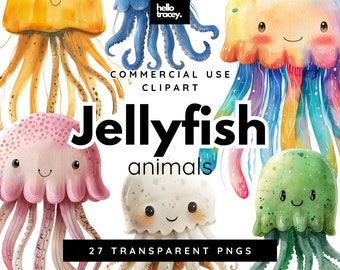 Jellyfish Watercolor Illustration PNG clipart, Under The Sea Themed Transparent PNGs clip art, Commercial Use, underwater theme