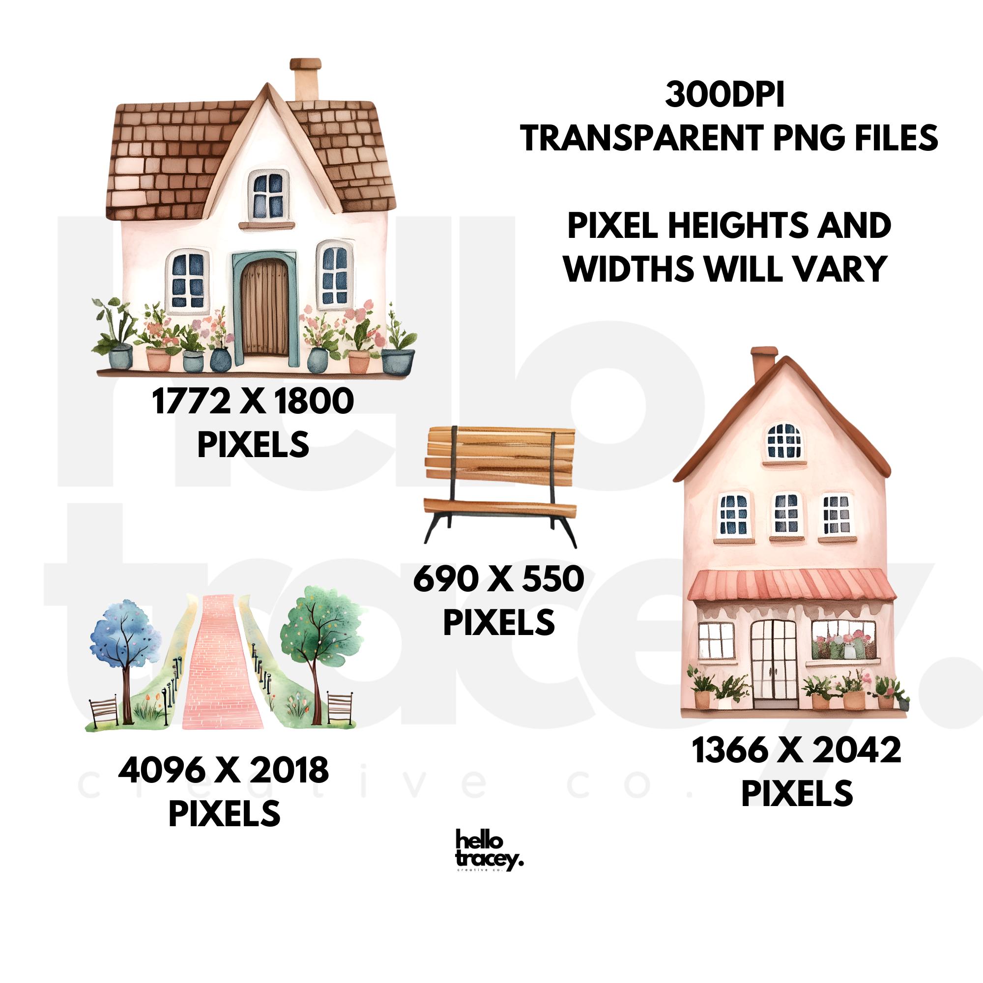 Cute Watercolor Houses PNG Clipart, Watercolor Town Homes Trees Roads ...