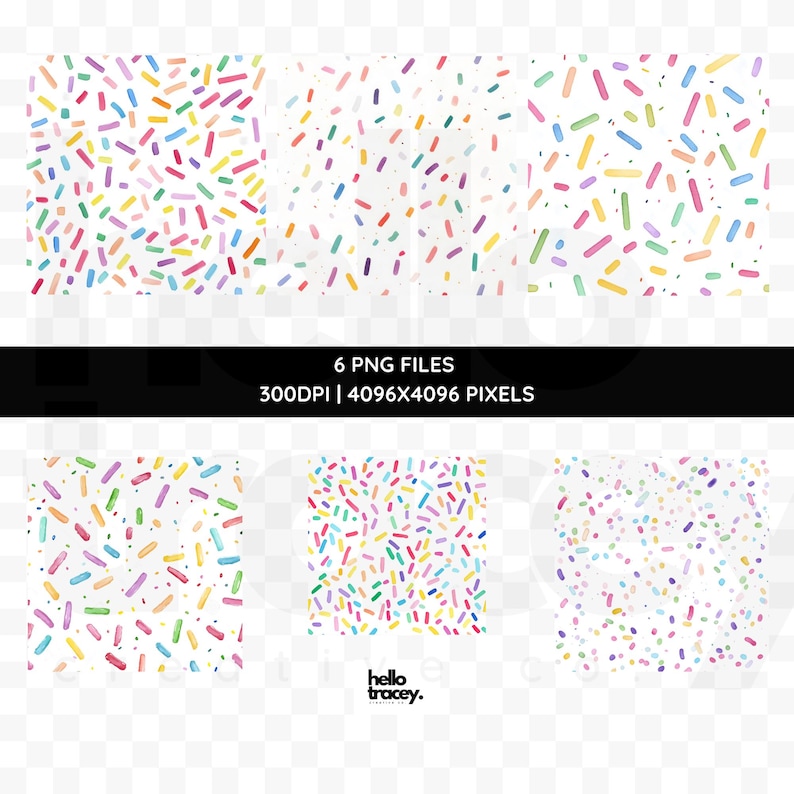 Watercolor Rainbow Sprinkles, Digital Seamless Pattern PNG, Cute Backgrounds, Colorful, Repeating PNG paper patterns, Commercial Use