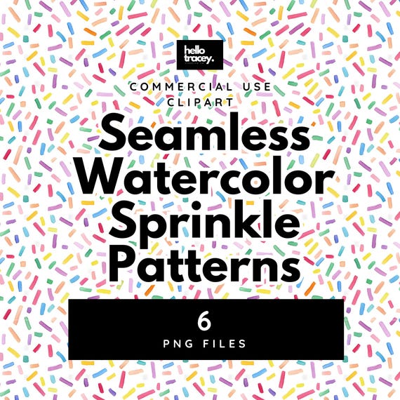 Watercolor Rainbow Sprinkles, Digital Seamless Pattern PNG, Cute Backgrounds, Colorful, Repeating PNG paper patterns, Commercial Use