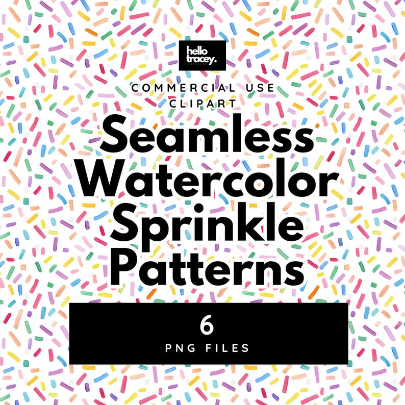 Watercolor Rainbow Sprinkles, Digital Seamless Pattern PNG, Cute Backgrounds, Colorful, Repeating PNG paper patterns, Commercial Use