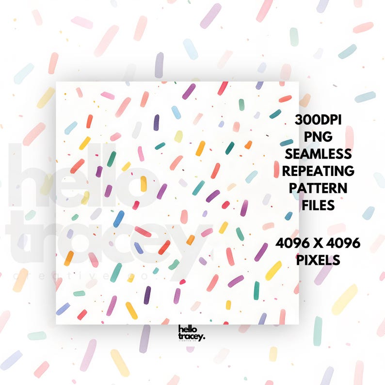 Watercolor Rainbow Sprinkles, Digital Seamless Pattern PNG, Cute Backgrounds, Colorful, Repeating PNG paper patterns, Commercial Use