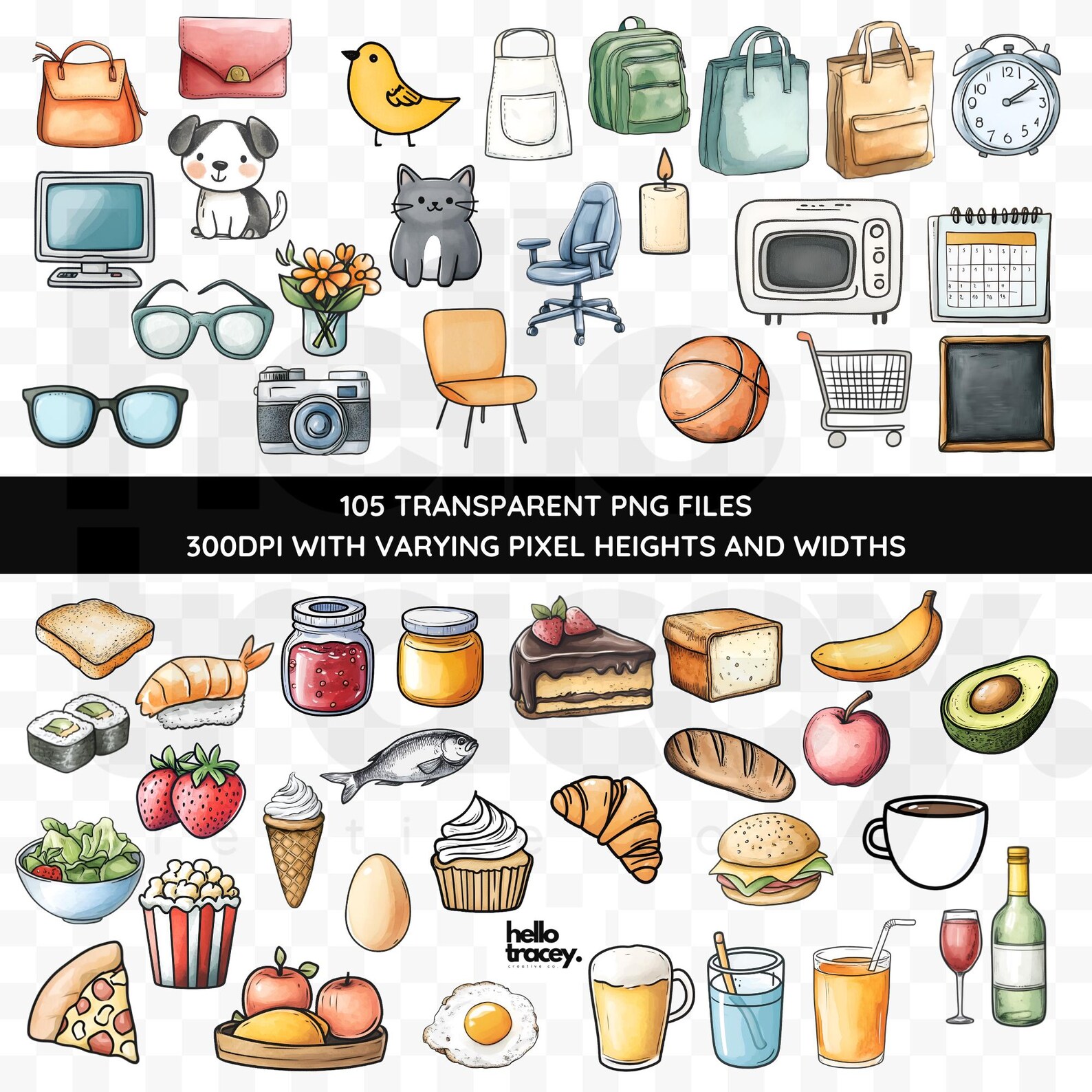 everyday-life-icons-png-clipart-illustrations-hand-drawn-transparent