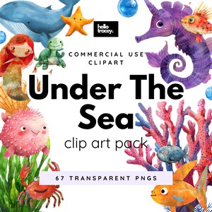 Puede incluir: Un conjunto de 67 imágenes de clip art de acuarela que representan criaturas submarinas, incluyendo un caballito de mar, una estrella de mar, un cangrejo, un pez y coral. Las imágenes son perfectas para crear invitaciones, tarjetas y otras manualidades.