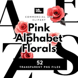 Floral Alphabet monogram letters clipart for personal or commercial use, Transparent PNGs,  floral letters flower alphabet PNG