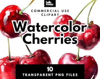 Cherries PNG clipart, Fruit, Cherry Transparent PNGs clip art, Royalty Free, Digital Stickers, Summer Tropical Healthy Food Fruits PNG