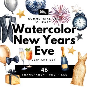 Silvester Aquarell Illustrationen PNG Clipart, Silvester Feiern Formelle Kleid Smoking Feuerwerk Getränke Party, transparente PNGs Clip Art