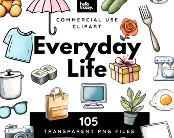 Everyday Life Icons PNG clipart, Illustrations Hand Drawn Transparent PNGs clip art, Royalty Free, Digital stickers for GoodNotes