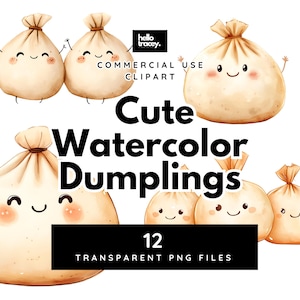 Cute Watercolor Dumpling Illustrations PNG clipart, Dumplings Twins Triplets Baby Yum Cha Transparent PNGs clip art, Digital stickers