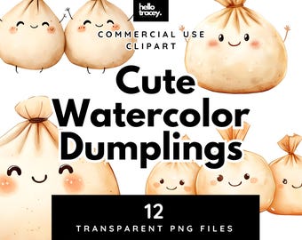 Cute Watercolor Dumpling Illustrations PNG clipart, Dumplings Twins Triplets Baby Yum Cha Transparent PNGs clip art, Digital stickers