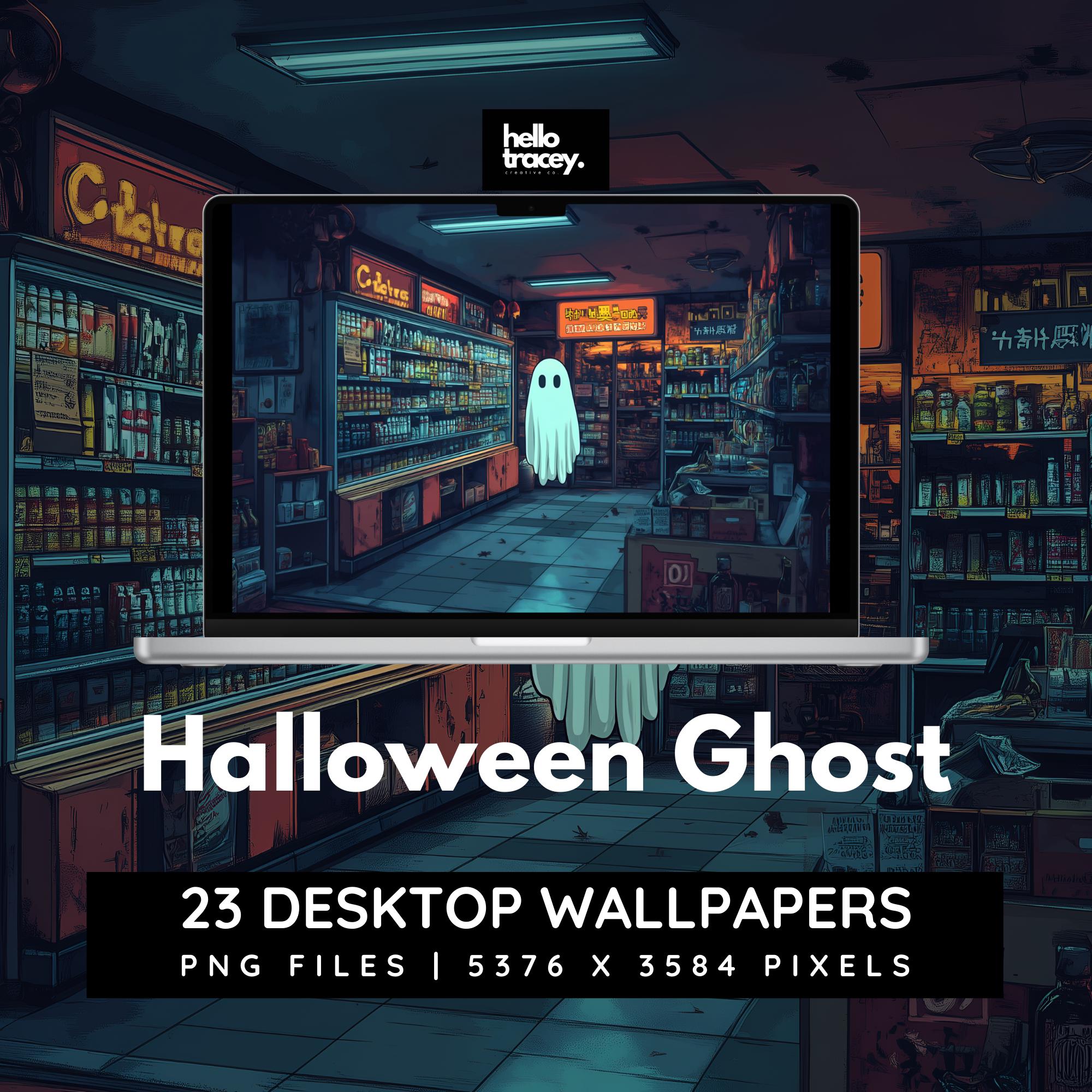 Halloween Ghost Desktop Wallpapers | aesthetic manga style neon cute fun spooky ghost wallpaper gaming streaming youtube background images