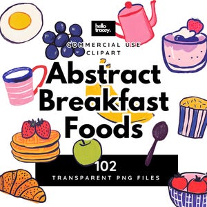 Abstract Breakfast Foods PNG clipart, Pancakes Waffles Bagel Eggs Fruit Coffee Tea Transparent PNGs clip art, Royalty Free, Digital stickers