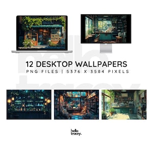 Studio Ghibli Inspired Desktop Wallpapers | aesthetic anime lofi cafe florist record store storefronts flower shop wallpaper gaming streaming youtube background images