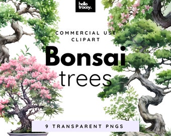 Bonsai Tree Clipart PNG, Tree Clip art for commercial use, Transparent PNGs, Royalty Free Trees, Digital Planner stickers, Japanese tree