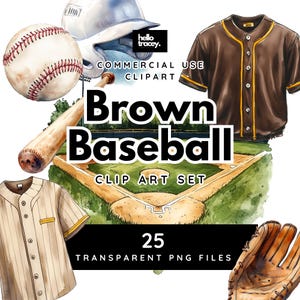 Brauner Baseball Clipart Pack, Aquarell Clip Art für persönlichen oder kommerziellen Gebrauch, transparentes PNG, Baseball Cap, Ball Hut einheitliches PNG
