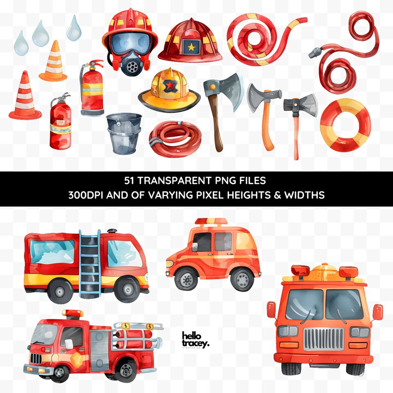 Watercolor Animal Firefighters PNG Clipart, Firetruck, Fire Engine ...