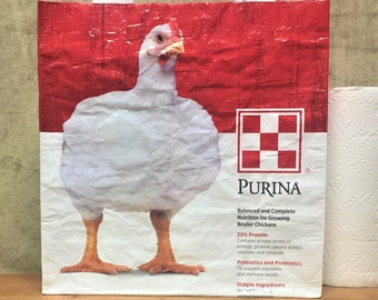Feed Bag-draagtas, herbruikbare draagtas, boodschappentas, gerecyclede boodschappentas, herbruikbare boodschappentas, gerecyclede draagtas, markttas, kip, Purina